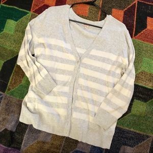 Cardigan - Grey/White Striped